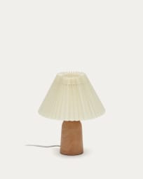 Lampe de table Benicarlo en bois finition naturelle et beige