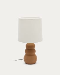 Madsen terracotta table lamp with white shade UK adapter