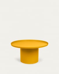 Fleksa round coffee table in mustard metal, Ø 72 cm