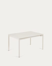 Zaltana extendable aluminium outdoor table with matt white finish 140 (200) x 90 cm