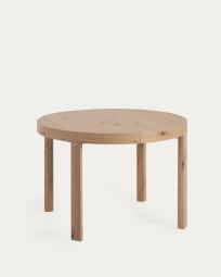 Table extensible ronde Colleen contreplaqué chêne et pieds bois Ø120 (170) x 120 cm