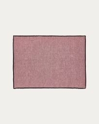 Mirna set of 2 individual tablecloths in maroon linen and cotton