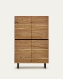 Aparador Uxue 4 puertas de madera maciza de acacia con acabado natural 100 x 155 cm