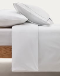 Elvia 100% cotton percale duvet cover and pillow case set, 180 thread count in white, 90 x 190cm