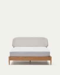 Κρεβάτι Octavia από κόντρα πλακέ βελανιδιάς και λευκό επικαλυμμένο κεφαλάρι 160x200εκ