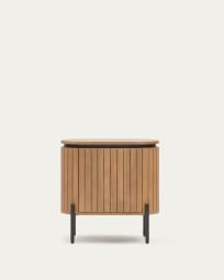 Mesa de cabeceira Licia 1 porta madeira maciça de mangueira e metal pintado preto 55x55 cm