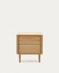 Stolik nocny Lenon 2 szuflady z drewna i forniru dębowego 50 x 55 cm FSC MIX Credit