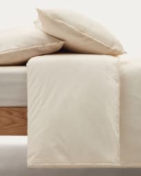 Σετ παπλωματοθήκη και μαξιλαροθήκη Ciurana από 100% βαμβάκι φυσικό δαντέλα κρεβάτι 135/140 εκ