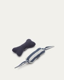 Tabby-set van 2 huisdierspeeltjes gecombineerde grijze en blauwe strepen