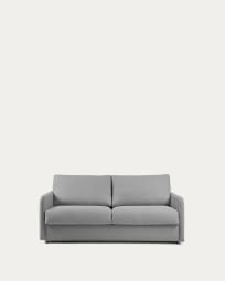 Sofa rozkładana Kymoon 2-osobowa poliuretan jasnoszara 140 cm