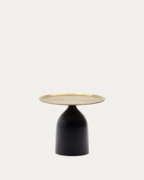 Table d'appoint ronde Liuva en métal doré avec finition noir mat Ø 52 cm
