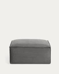 Blok footrest in grey wide seam corduroy, 90 x 70 cm FSC Mix Credit FR