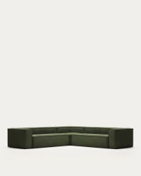 Blok 6-Sitzer Ecksofa dicker Cord grün 320 x 320 cm FSC Mix Credit