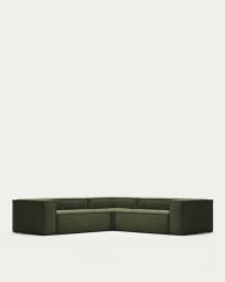 Blok 4 seater corner sofa in wide seam green corduroy, 290 x 290 cm FSC Mix Credit