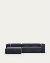 Blok 3 seater sofa with left side chaise longue in blue, 300 cm FSC Mix Credit FR