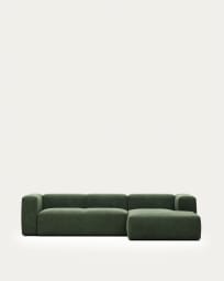 Blok 3 seater sofa with right side chaise longue in green, 300 cm FSC Mix Credit FR