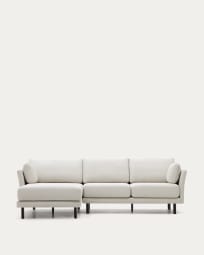 Sofà Gilma 3 places xenilla chaise longue dret/esquerre beix i potes acabat negre 260 cm