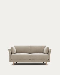 Gilma 2 seater sofa in beige with natural wood finish legs, 170 cm FR