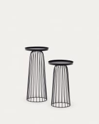 Ensemble Dilva de 2 tables d'appoint en métal peint noir mat Ø 36 cm