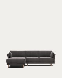 Gilma 3 seater sofa w/ left/right side chaise in grey and natural finish legs, 260 cm FR