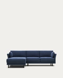 Gilma 3 seater sofa, right/left chaise in blue wide seam corduroy, black legs, 260cm FR