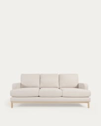 Sofa 3-osobowa Mihaela tapicerowana białym micro boucle 203 cm