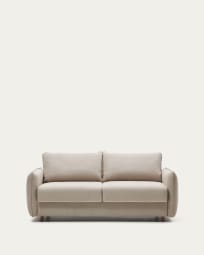 Divano letto Carlota 2 posti in ciniglia beige 140 cm FSC Mix Credit