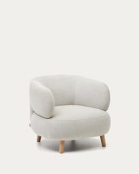 Luisa armchair in pearl with solid beech wood legs