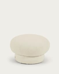 Sarisha round pouffe in white bouclé, Ø 60 cm