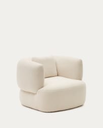 Martina armchair in off-white bouclé with cushion