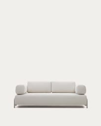 Sofa 3-osobowa Compo z beżowym szenilem i szarą metalową konstrukcją 232 cm