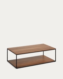 Tavolino Yoana impiallacciato noce e struttura in metallo verniciato nero 110 x 60 cm