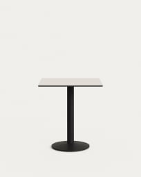 Τραπέζι εξωτερικού χώρου Esilda, λευκό με μεταλλική βάση σε μαύρο βαμμένο φινίρισμα, 70x70x70εκ