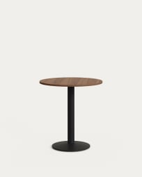 Table ronde Tiaret mélamine finition noyer et pied en métal avec finition peinte noire  Ø70x70 cm