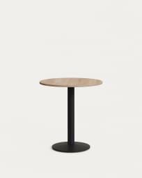 Table ronde Tiaret mélamine finition naturelle et pied en métal avec finition peinte noire Ø70x70 cm