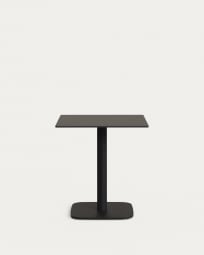 Dina outdoor table in black with metal legal in a painted white finish, 68 x 68 x 70 cm