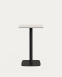 Table haute d'extérieur Dina blanco avec pied en métal et finition peinte noire 60x60x96 cm