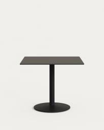 Esilda outdoor table in black with metal leg in a painted black finish, 90 x 90 x 70 cm