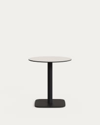 Dina round outdoor table in white with metal legal in a painted black finish, Ø 68x70 cm