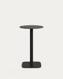 Ψηλό στρογγυλό τραπέζι εξωτερικού χώρου Dina, μαύρο και μαύρη βαμμένη μεταλλική βάση, Ø 60