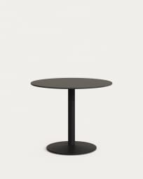Esilda round outdoor table in black with metal leg in a painted black finish, Ø 90 x 70 cm