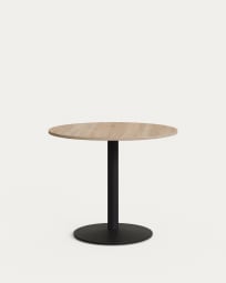 Esilda round table in natural finish melamine with metal leg in a painted black finish, Ø90x70cm