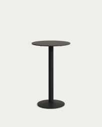 Στρογγυλό ψηλό τραπέζι Esilda, μαύρο και μαύρη βαμμένη μεταλλική βάση, Ø 60x96εκ
