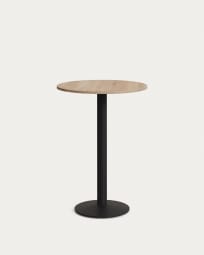 Esilda high round table in natural finish melamine with metal leg in a painted black finis
