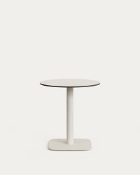 Tavolo rotondo per esterno Dina bianco con gamba in metallo rifinita in bianco Ø 68x70cm