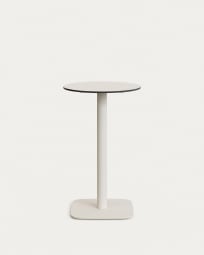 Table haute ronde d'extérieur Dina blanco avec pied en métal et finition peinte blanche Ø 60 x 96 cm
