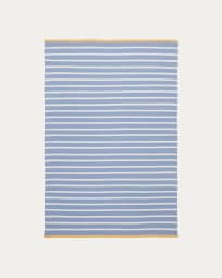 Mendia blue and white striped rug 100% PET 160 x 230 cm