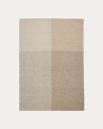 Alfombra Sulema de lana de cuadros beige 160 x 230 cm