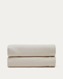 Κουβερλί Bedar, λευκό και μπεζ βαμβακερό, για κρεβάτι 180/200εκ