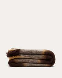 Κουβέρτα Maro, καρό γκρι και καφέ κρόσσια, 130x170εκ